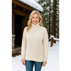 Vintage Casual Corner Pullover Sweater Women’s M Turtleneck Boho Beige